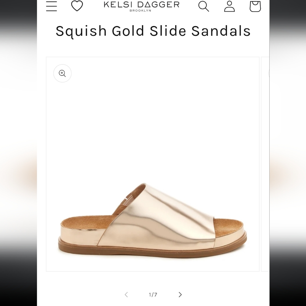 Kelsi Dagger Brooklyn Squish Slide Sandals, New Gold, Size 10, Never Worn!